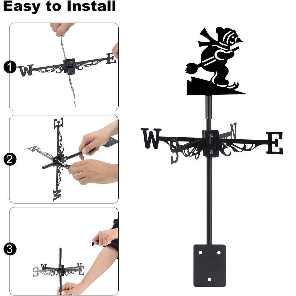 Skiing Christmas Snowman Stainless Steel Weathervane - MISSIRON