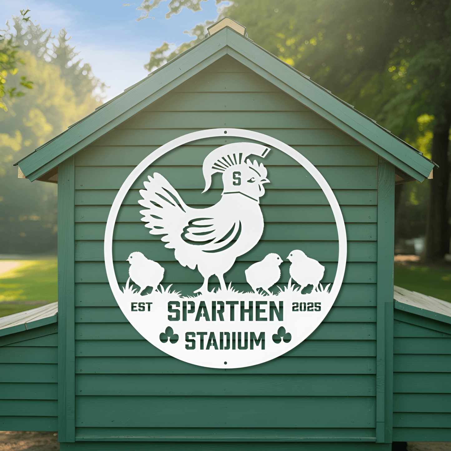 Spart - Hen Stadium Chicken Coop Metal Sign - MISSIRON
