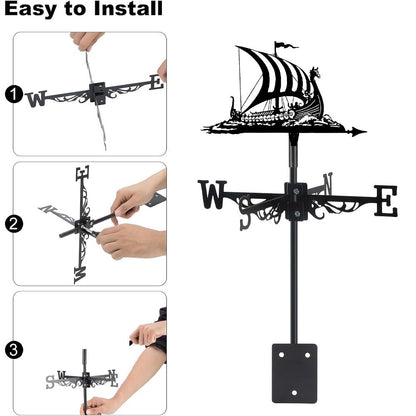 Viking Battle Ship Stainless Steel Weathervane - MISSIRON